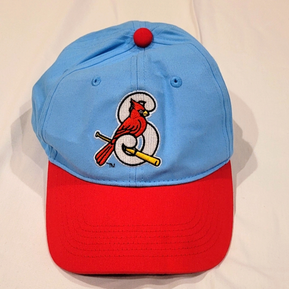 Baby blue and red Cardinals adjustable hat from associated premium corporation.